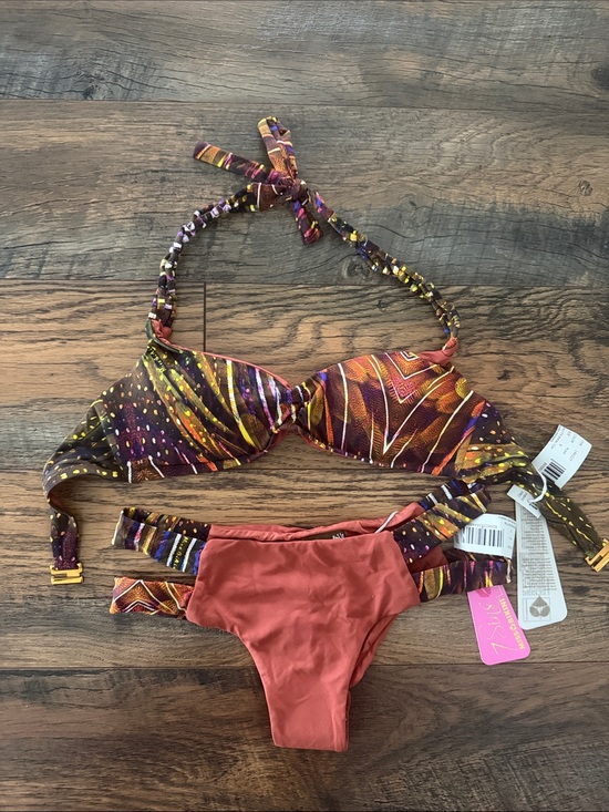 Miss Bikini Luxe, Italy Other - Rust Multi-Pattern Halter Bikini Set - Women Swim Bikini